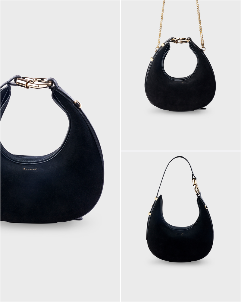 Halfmoon Bag Black Suede