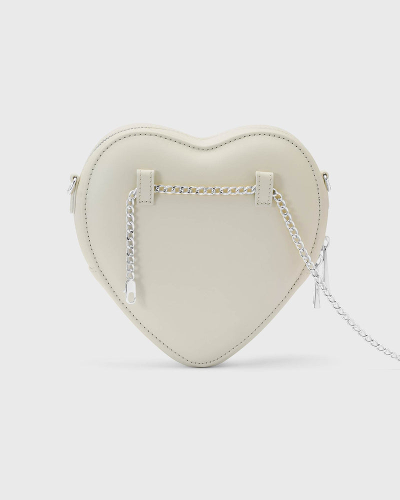 Bolsa Corazón Grande Plata Marfil