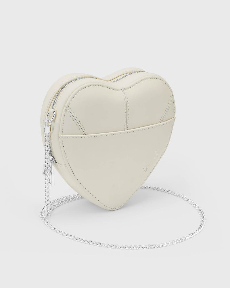 Bolsa Corazón Grande Plata Marfil