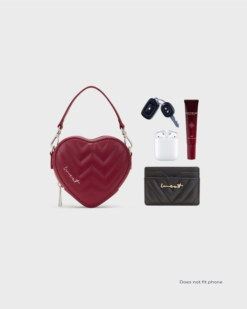 Mini Bolso Corazón Borgoña Plata