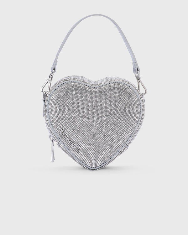 Midi Heart Bag Crystal - Silver